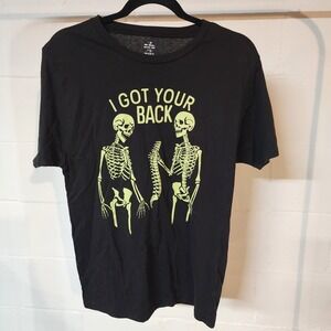 Halloween T-Shirt Skeleton I Got Your Back Graphic Tee‎ Small Funny